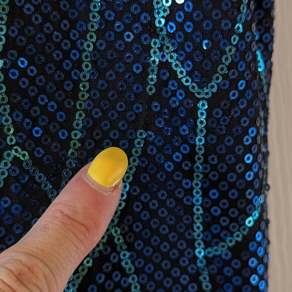 Lily Rose Teal Blue Sequin Mini Dress size Medium - Picture 6 of 7